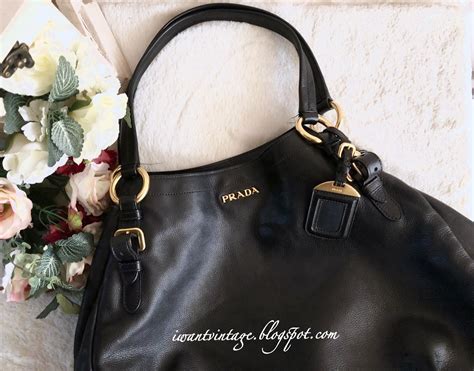 vintage black leather Prada handbag